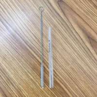 Transparent glass straw with brush from China Factory